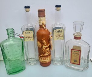 Collection Of 5 Vintage Liquor Bottles
