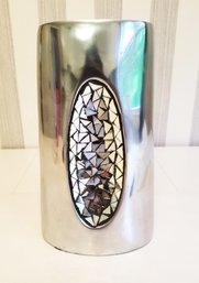 Vintage Pier 1 Imports Contemporary Mirrored Mosaic & Pewter Vase