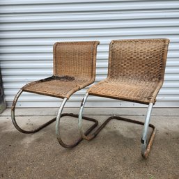 Pair Wicker Spring Chairs