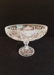 Vintage Large Heavy Cut Crystal Etched Pedestal Centerpiece Bowl