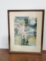 Vintage Bessie Pease Gutmann (1876  1960) The Butterfly Framed Lithograph