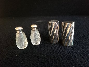 Two Sets Of Vintage Sterling Silver Salt & Pepper Shakers
