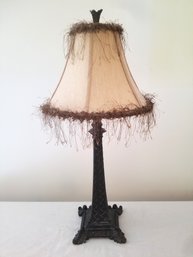 Vintage Rustic Design Table Lamp With Frizzled Shade