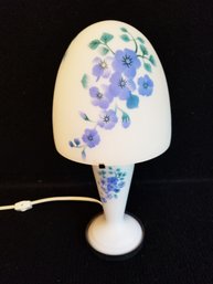 Unique Vintage  Hand Painted Milk Glass Dome Lamp