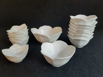 Pier 1 White Porcelain Lotus Bowls In Variety Of Sizes