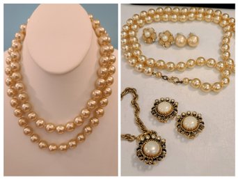 Vintage Faux Pearl Necklace And Accessories