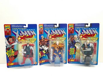 Lot Of 3 X-Men Uncanny X-Force Action Figures KANE, CABLE (2) NEW/SEALED 1993 Toy Biz Marvel