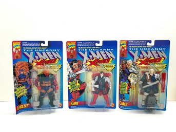Lot Of 3 X-Men Uncanny X-Force Action Figures GRIZZLY, KANE, CABLE NEW/SEALED 1993 Toy Biz Marvel