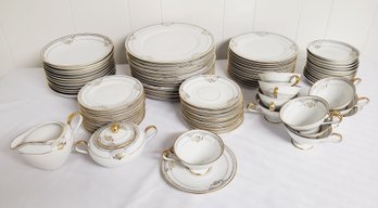 Antique Edelstein Bavaria Porcelain Belford Dinnerware Service For 12