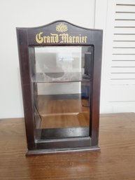 Vintage Wood & Glass Grand Marnier Mirrored Tabletop Display Cabinet