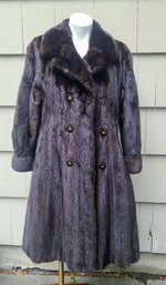 Double Breasted Genuine Mink Coat 3/4 Sleeve Size 4-6
