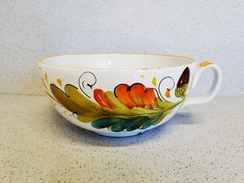 Vintage Italian Hand Painted Mixing Bowl With Handle Made In Italy