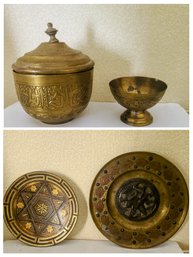 Fabulous Vintage Hebrew & Tibetan Inspired Brass Decor