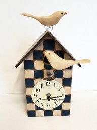 Adorable Vintage Handmade Battery Operated Wooden Birdhouse Shaped Wall Clock