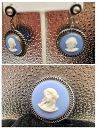 Beautiful Sterling /Wedgewood Set Of Pendent/Pin And Matching Earrings - Nicely Made And Stamped