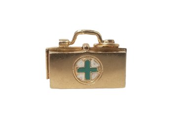 Vintage 14k Yellow Gold Doctors Case Pendant Charm With Medical Tools Inside - Case Opens - 3.9 Dwt