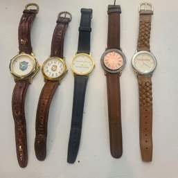 Collection Of 5 Themed Vintage Watches With Leather Bands