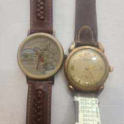 Pair Of Vintage Watches - Fossil New York Map Theme & Le Coultre