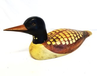 Vintage Primitive Wooden Handmade Loon Duck Figurine