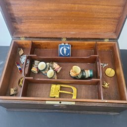 Men's Wooden Jewelry/accessory/catchall Case Filled With ALL CONTENTS!