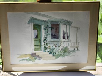 Lovely White House Water Color Signed Joanna S Scott 1988 17 X 20'