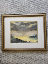 Original, Signed M. Taylor-Thomas Ocean Watercolor Painting Of Blue Point Shores  23' X 18'