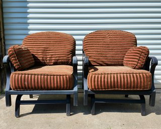 Pair Of Cushioned Rocking Patio Chairs Castelle Sunbrella