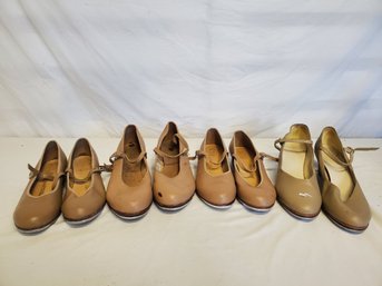Four Pairs Of Bloch Tan Leather Ladies / Girls Tap Dance Shoes