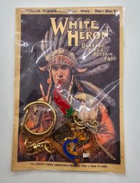 Vintage White Heron New Mexico Charm Keychain