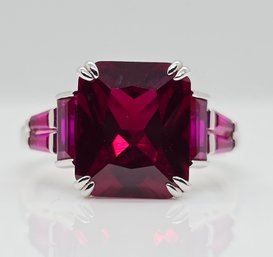 Red Ruby, Rhodium Over Sterling Ring