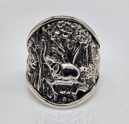Bali Sterling Silver Elephant & Tree Ring
