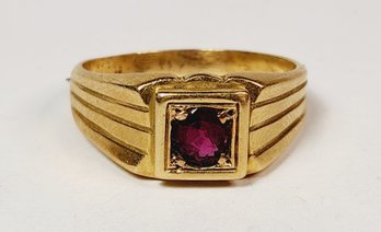 Antique 18k Yellow Gold Ruby Solid Ring