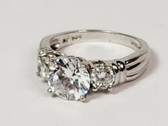 Sterling Silver 3 Stone CZ  Engagement Ring