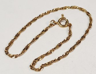 Italian 14k Yellow Gold Twisted Rope Link Chain Bracelet