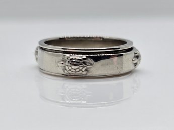 Size 6 Turtle Spinner Ring In Sterling