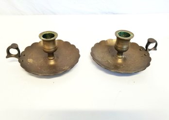 Vintage Set Of Brass Candlestick Holders
