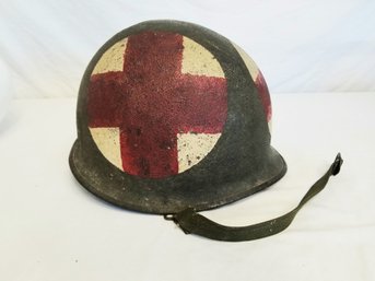 Vintage Original WWII Era U.s. Army Medic Helmet - No Liner