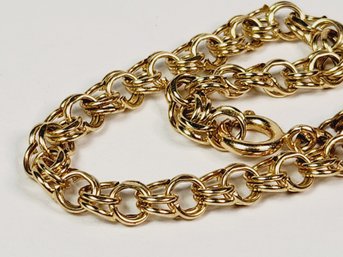 14k Yellow Gold  Double Cable Link Chain Bracelet