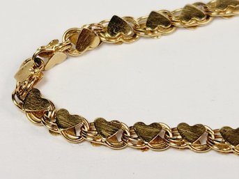 Vintage 14k Yellow Gold Heart Chain Link Beverly Hills Bracelet