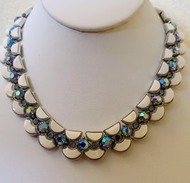 A Wow!! Couture Vintage Necklace With Iridescent Aurore Boreale Cystals