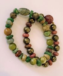 2 Polished Semi Precious Stone Bracelets: Great For Their Healing Properties