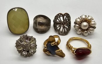 Lot Of 7 Vintage Costume Rings In Various Sizes