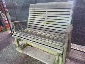 Vintage Wooden Weathered Porch Glider Amish Crafted