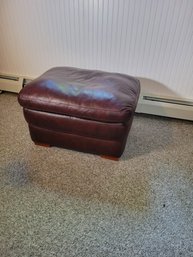 Leather Ottoman.  Burgundy Wine Is The Color Matches 2 Sofas In This Auction.