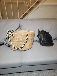 Women's Purse Pair. 1 Billabong And 1 Italian Leather From Her Trip To  Italy - - - - - - - - - -- Loc: Mantle