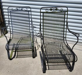 Pair Spring Patio Chairs Wrought Iron