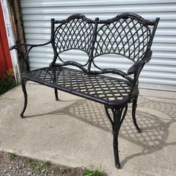 Pretty Cast Metal Two Seater Garden Bench