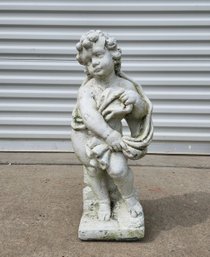 Charming Vintage Cement Cherub Garden Figure