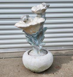 Vintage Cement Garden Fountain Flower Form