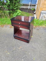 Art Deco Cherry Colored Night Stand. Lacquered Top.  - - - - - - - - - - - - - - - - - - - - - Loc: Garage